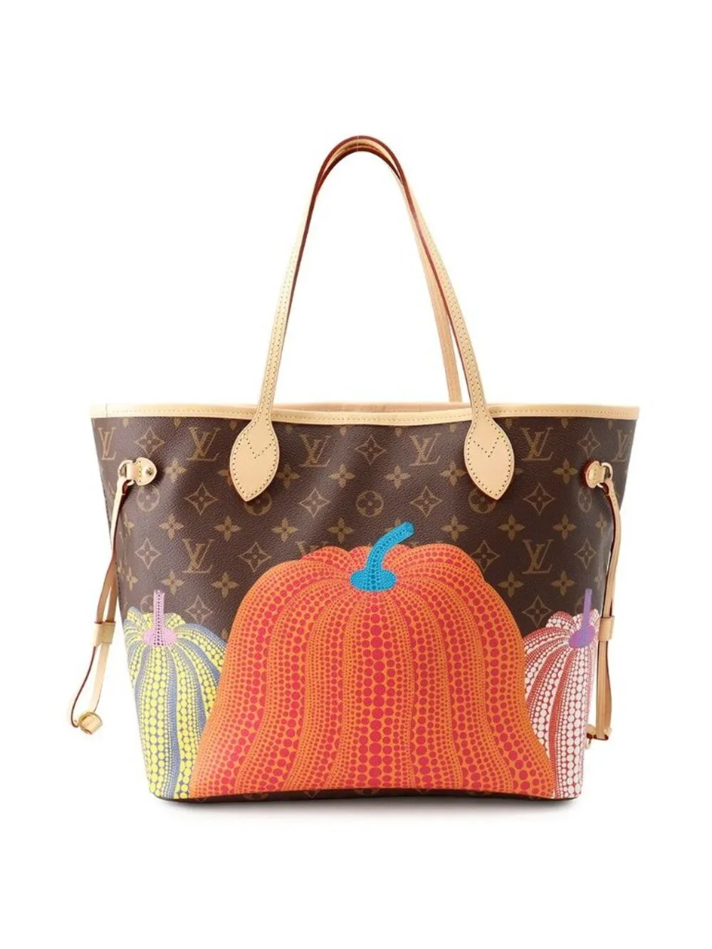 Louis Vuitton Tote Monogram Pumpkin LV Yk Neverfull MM Pouch Included Yayoi
